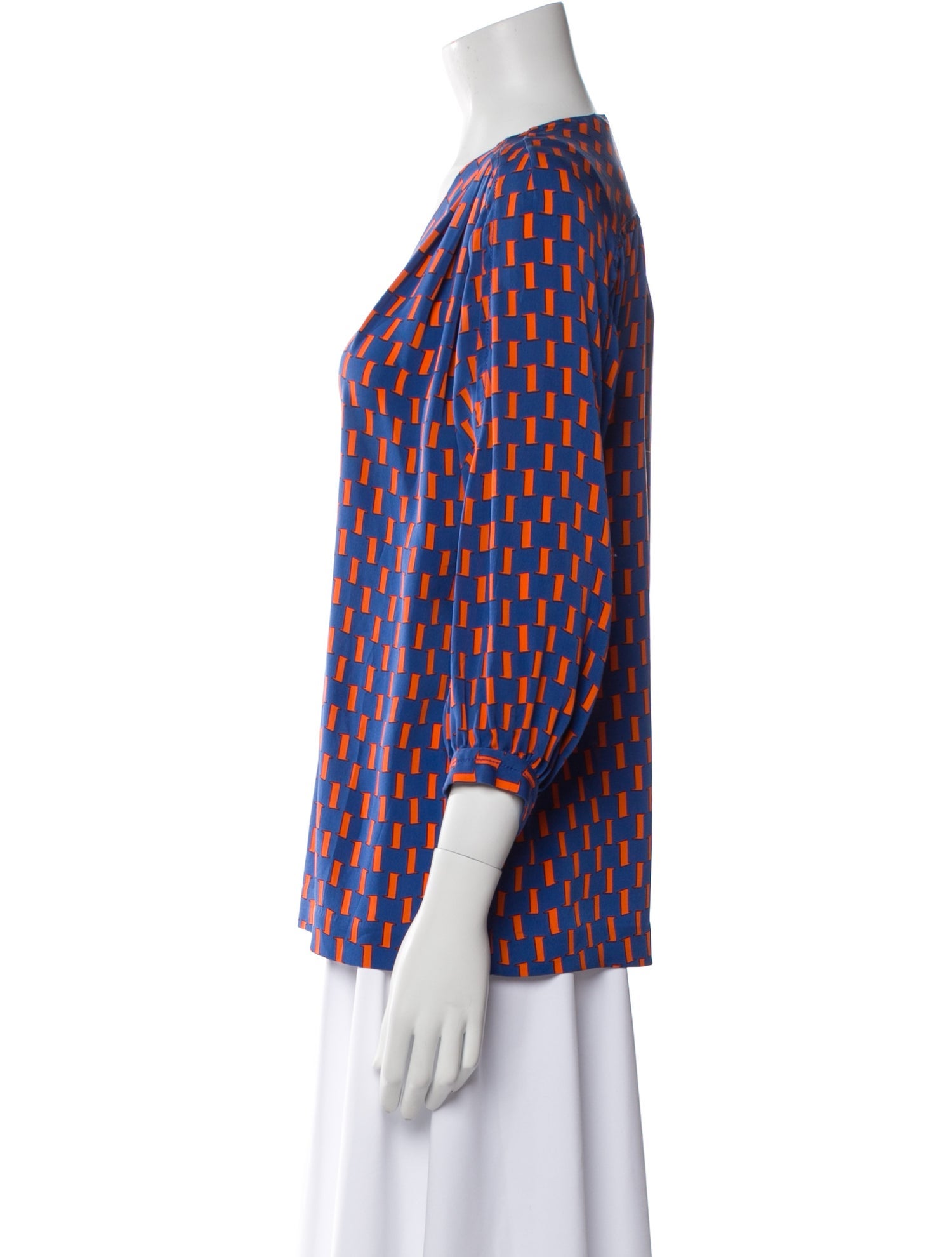 Diane von Furstenberg Printed V-Neck Blouse