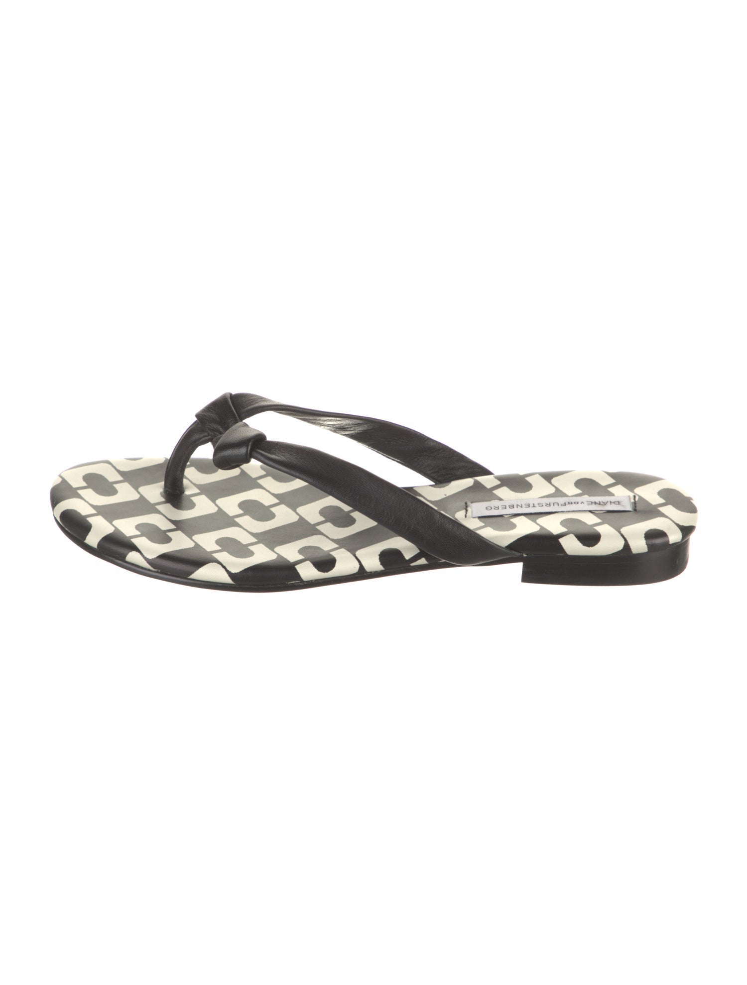 Diane von Furstenberg Leather Printed Flip Flops