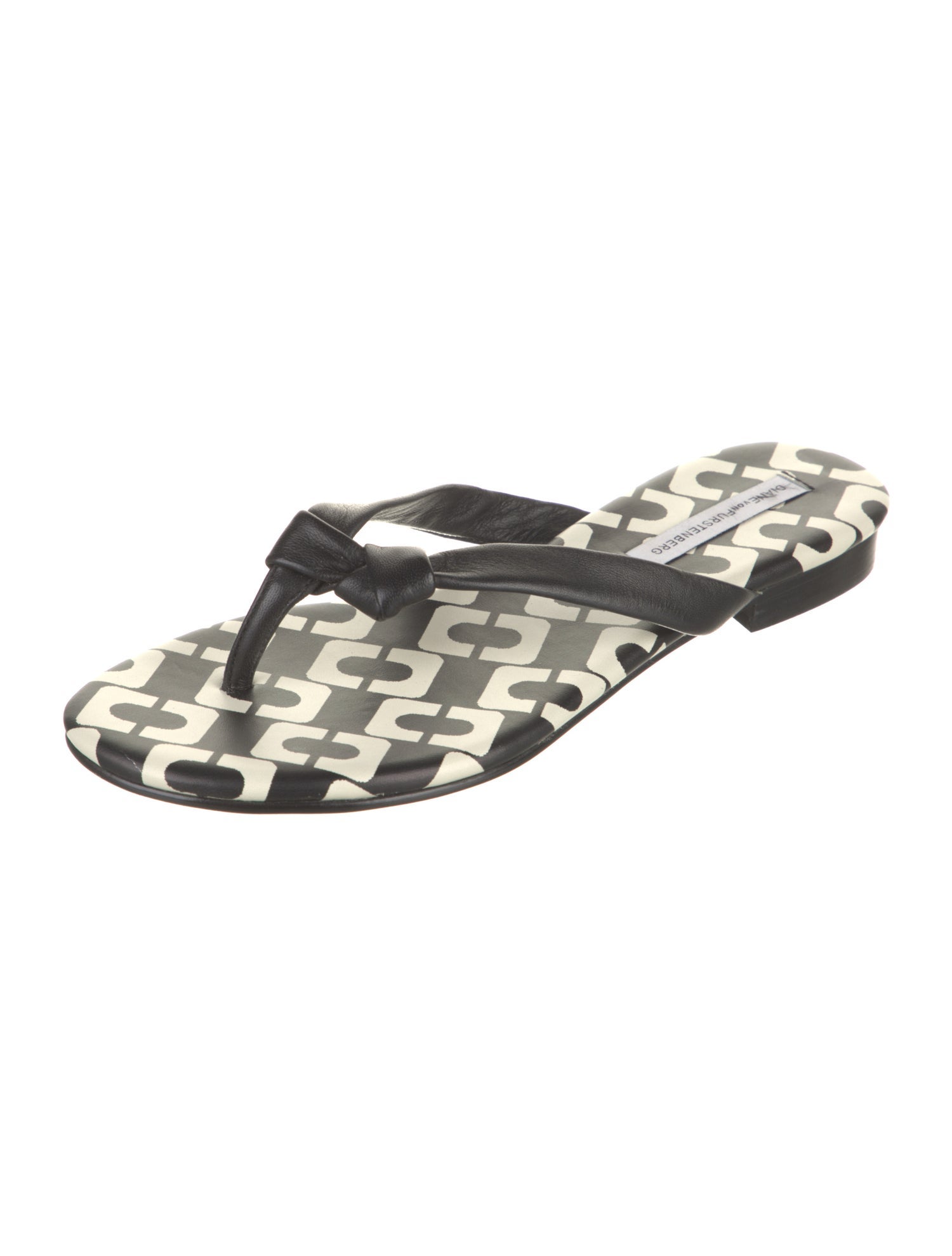 Diane von Furstenberg Leather Printed Flip Flops