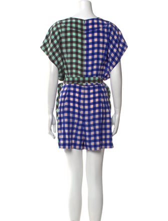 Diane von Furstenberg Silk Plaid Print Romper