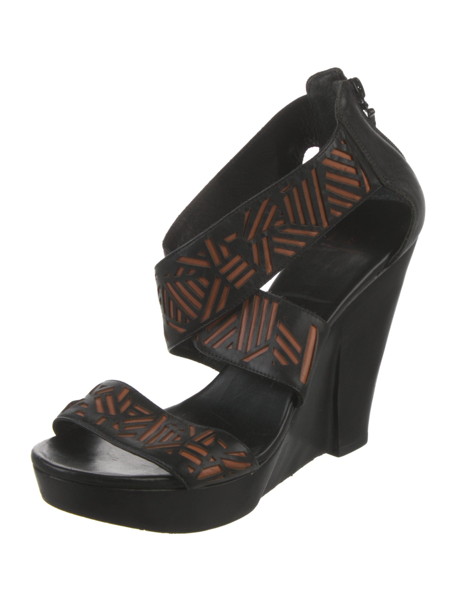 Diane von Furstenberg Leather Printed Slingback Sandals