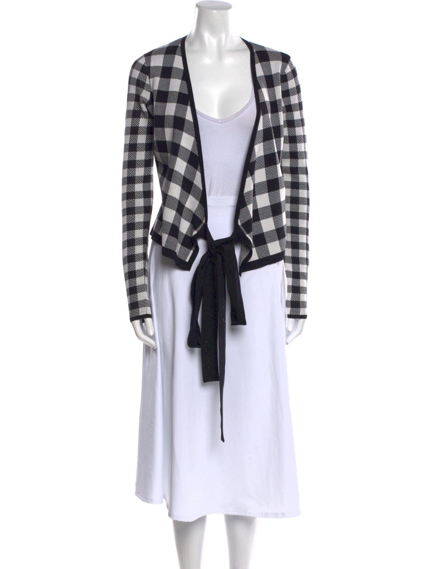 Diane von Furstenberg Silk Plaid Print Crop Top