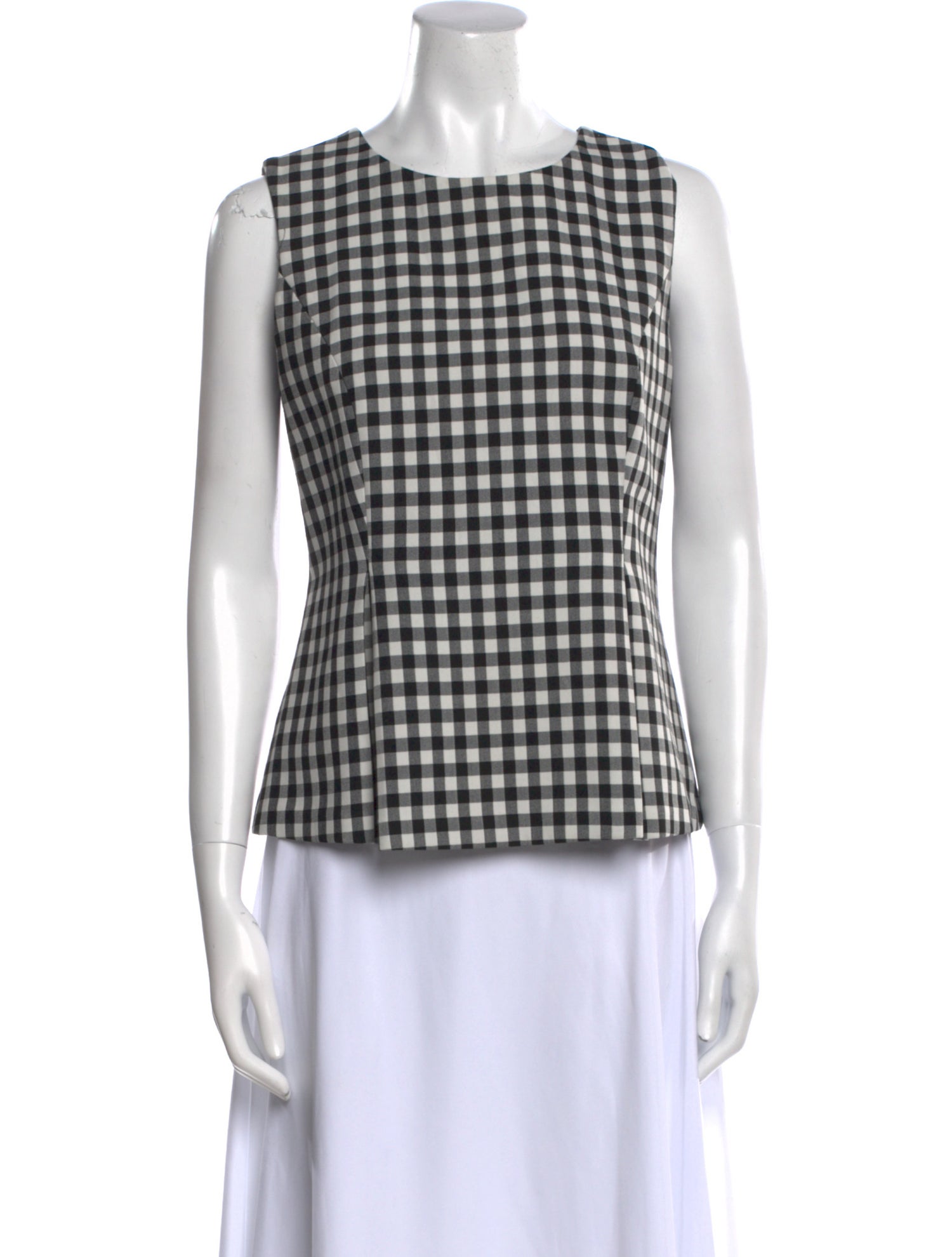Diane von Furstenberg Plaid Print Crew Neck Top