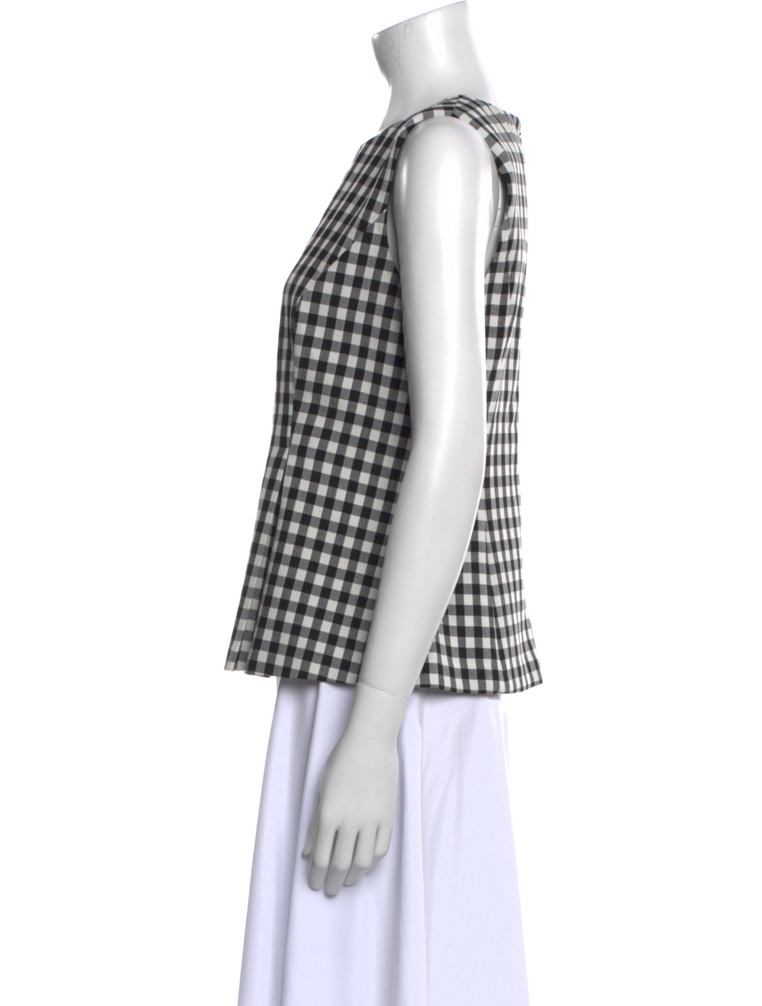 Diane von Furstenberg Plaid Print Crew Neck Top