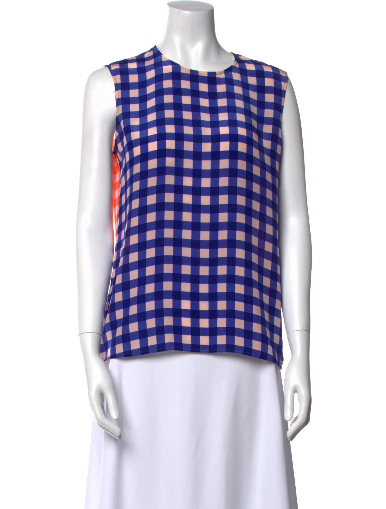 Diane von Furstenberg Silk Plaid Print Top