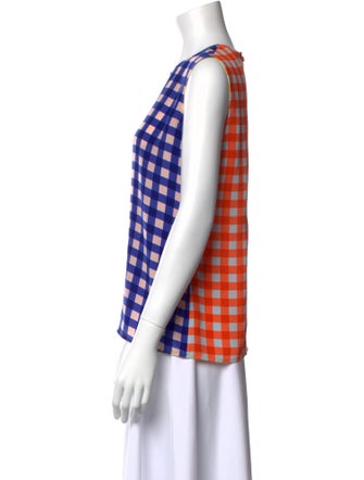 Diane von Furstenberg Silk Plaid Print Top