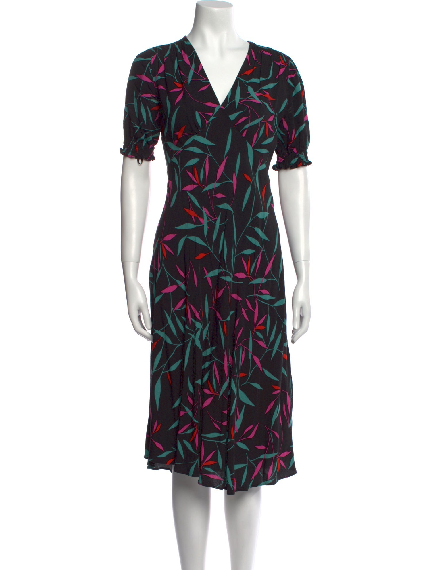 Diane von Furstenberg Floral Print Midi Length Dress