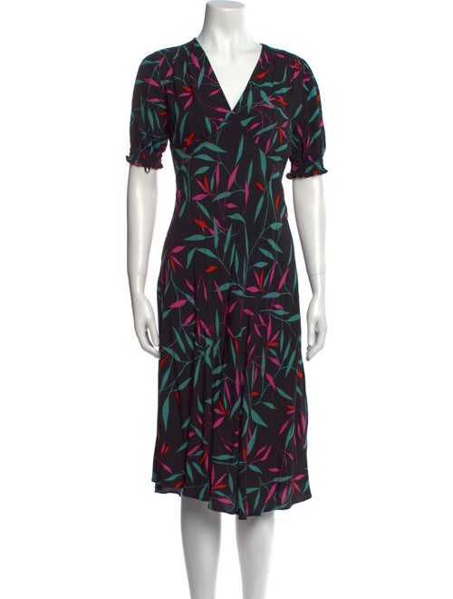 Diane von Furstenberg Floral Print Midi Length Dress