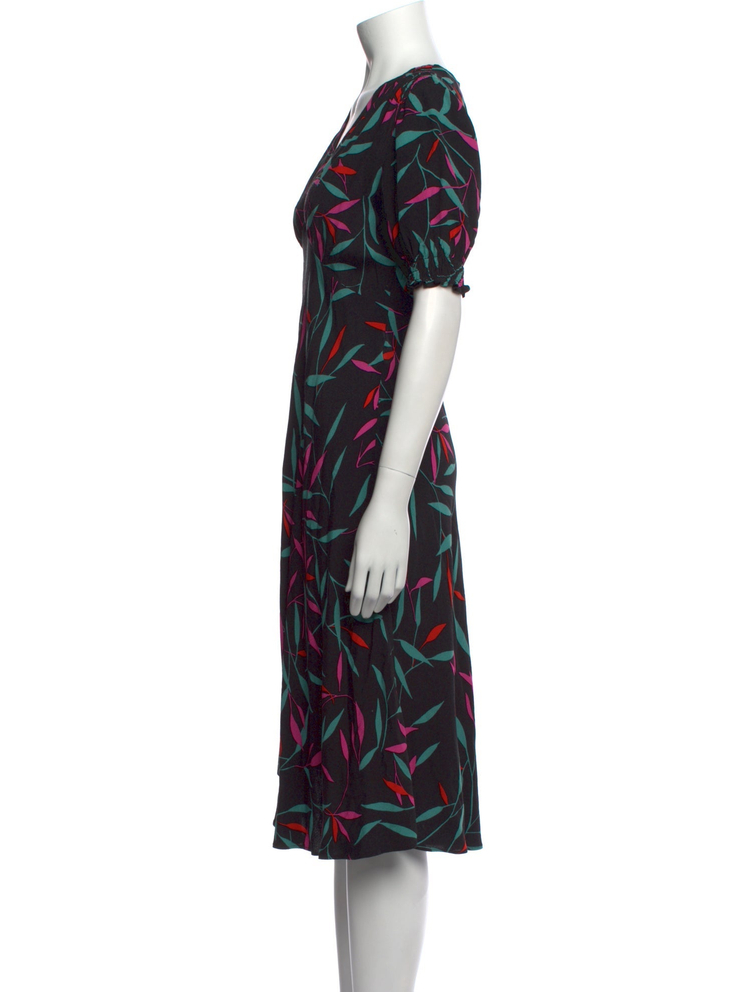 Diane von Furstenberg Floral Print Midi Length Dress