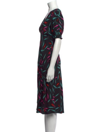 Diane von Furstenberg Floral Print Midi Length Dress