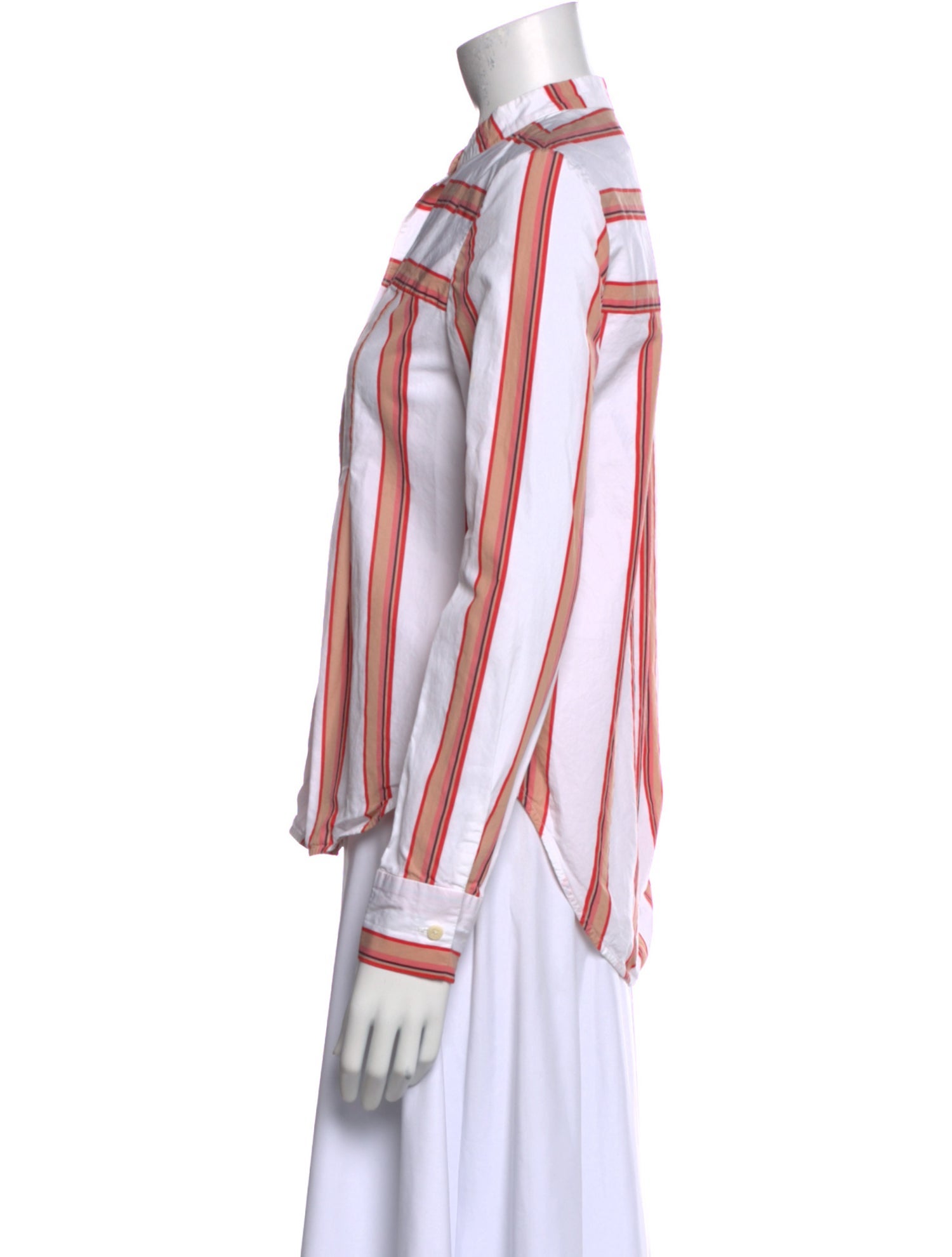 Diane von Furstenberg Striped Mock Neck Button-Up Top