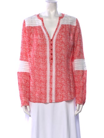 Diane von Furstenberg Printed V-Neck Blouse