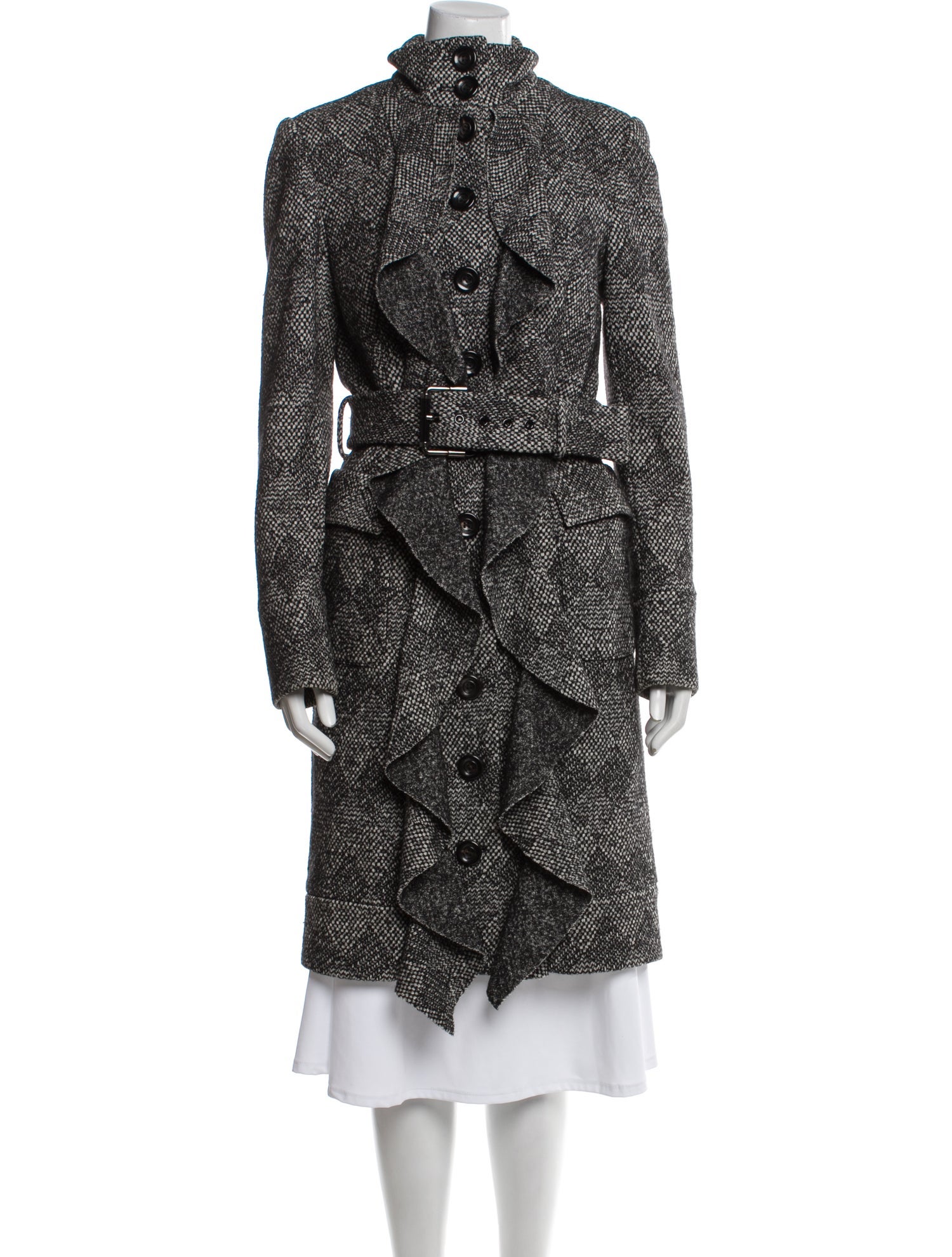 Diane von Furstenberg Tweed Pattern Trench Coat