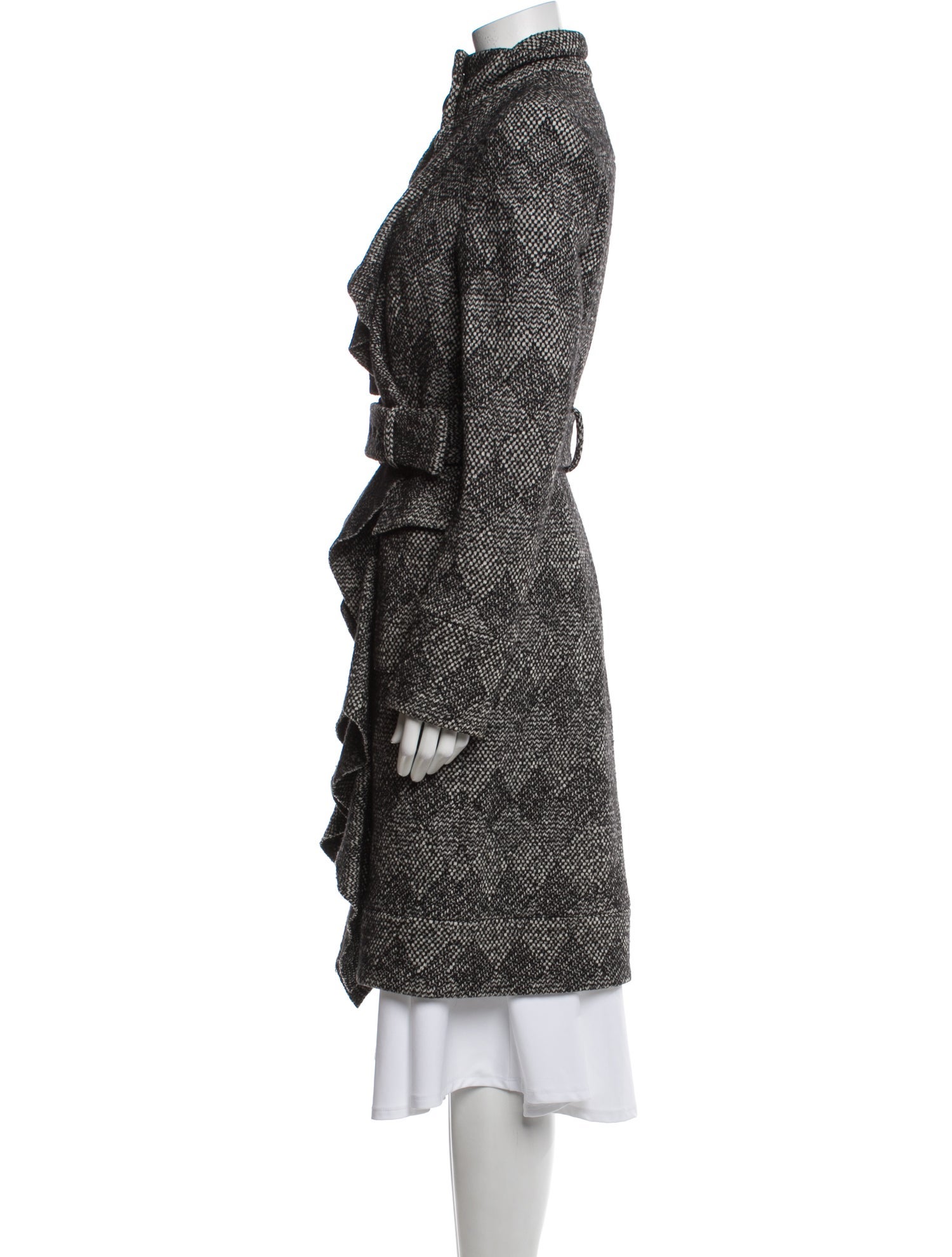 Diane von Furstenberg Tweed Pattern Trench Coat