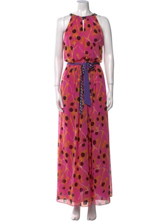 Diane von Furstenberg Polka Dot Print Long Dress