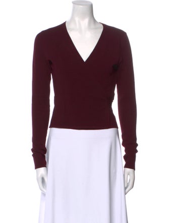 Diane von Furstenberg V-Neck Long Sleeve Crop Top