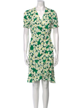 Diane von Furstenberg Floral Print Knee-Length Dress