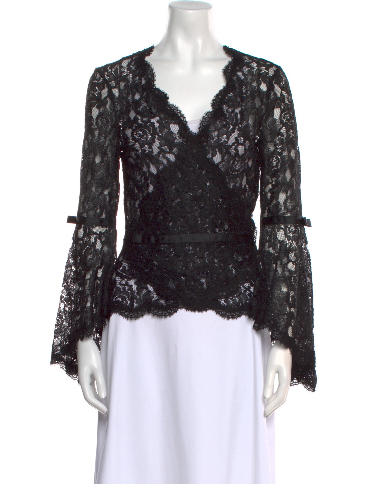 Diane von Furstenberg Lace Pattern V-Neck Blouse