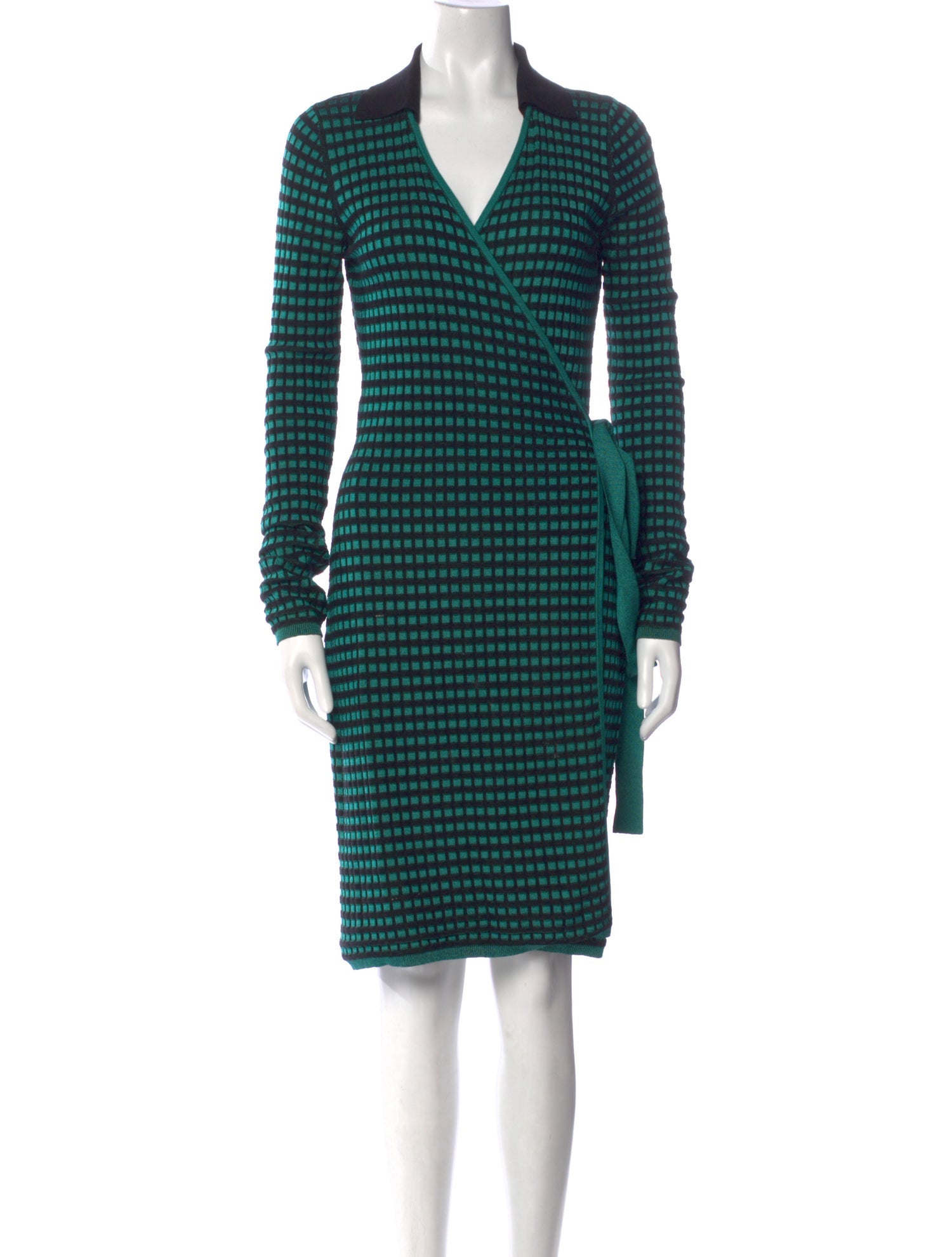 Diane von Furstenberg Plaid Print Midi Length Dress