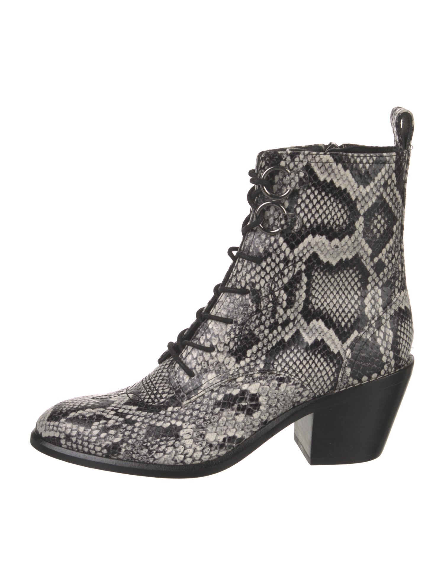 Diane von Furstenberg Leather Animal Print Lace-Up Boots