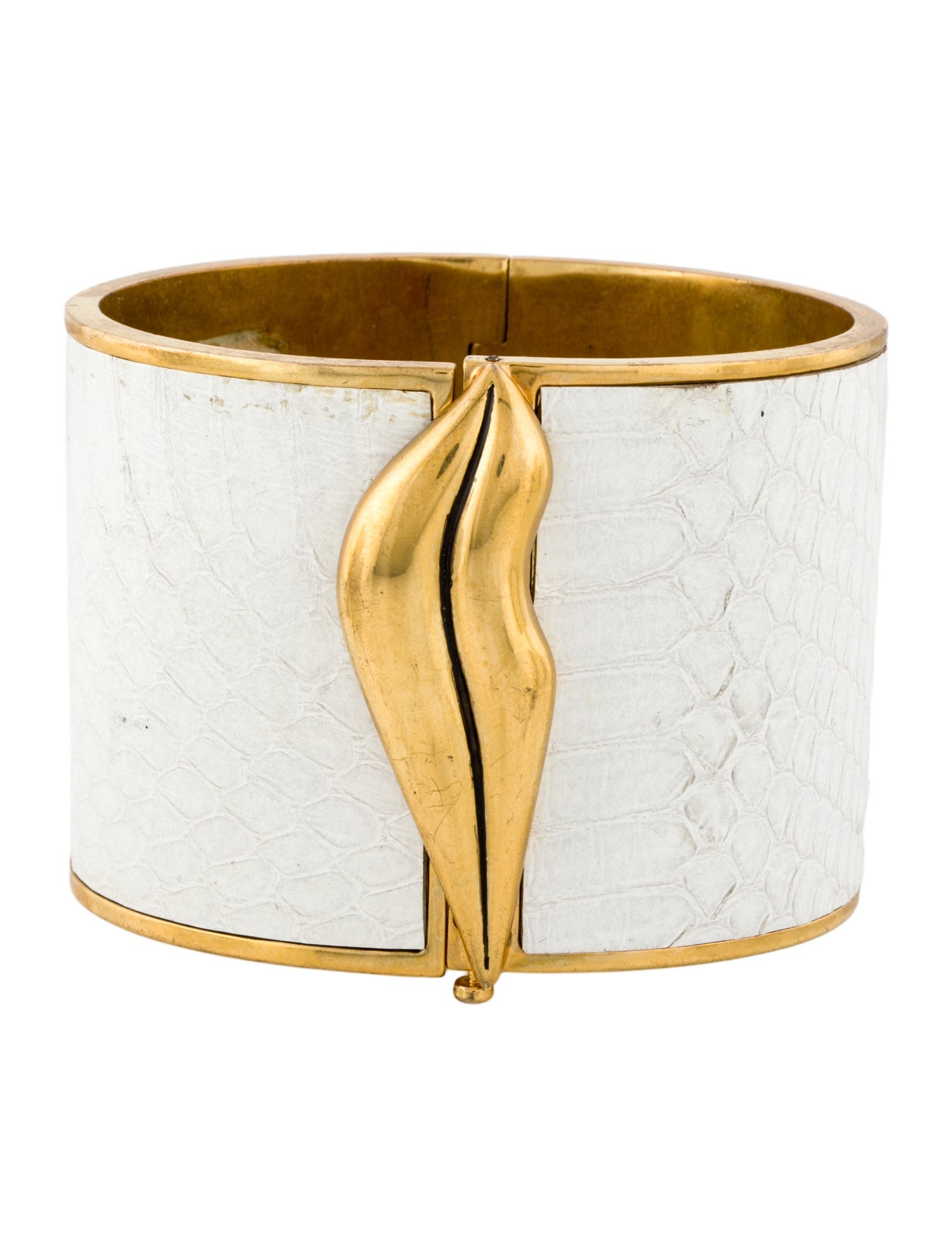 Diane von Furstenberg Leather Frankie Hinged Bangle Bracelet