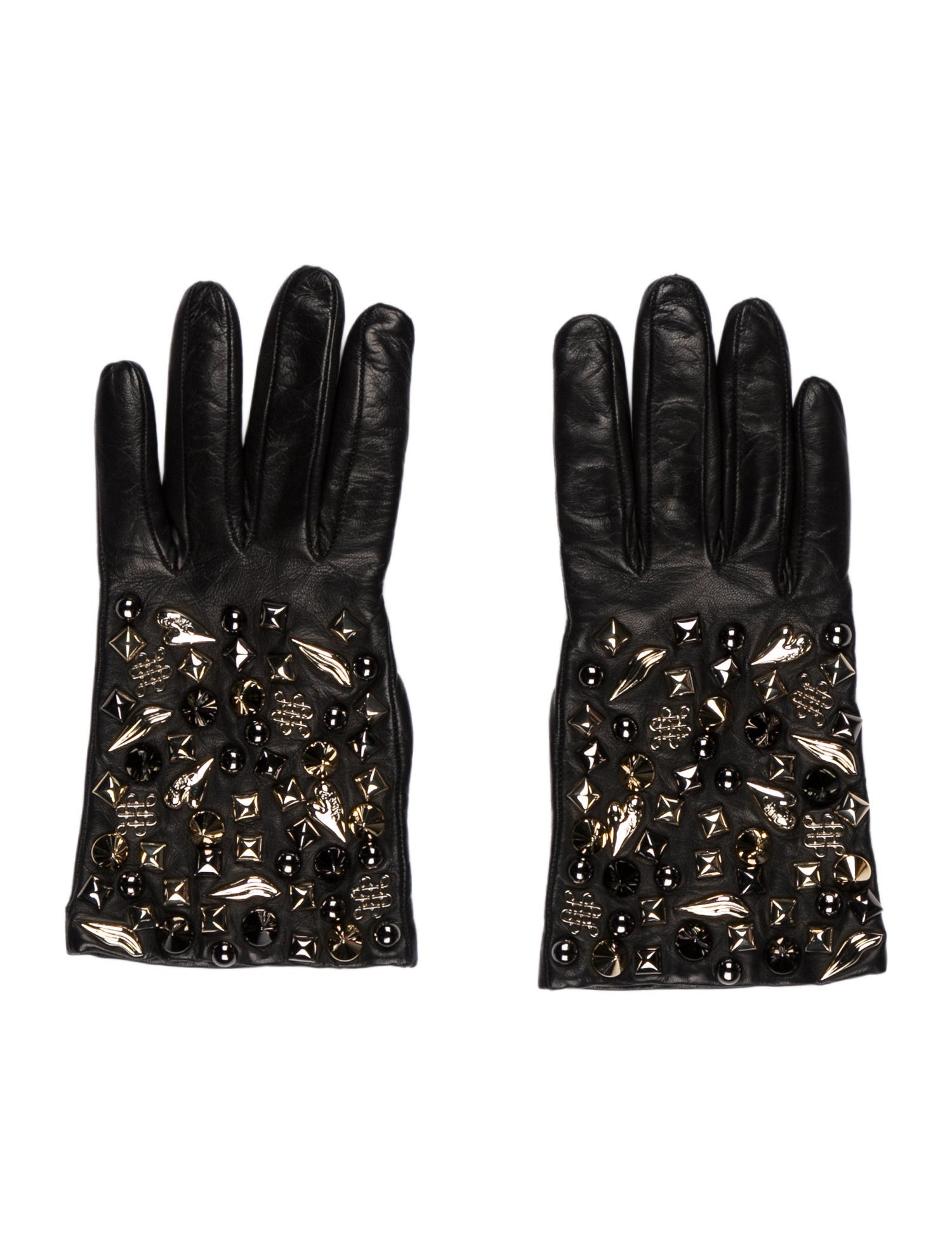 Diane von Furstenberg Studded Leather Gloves