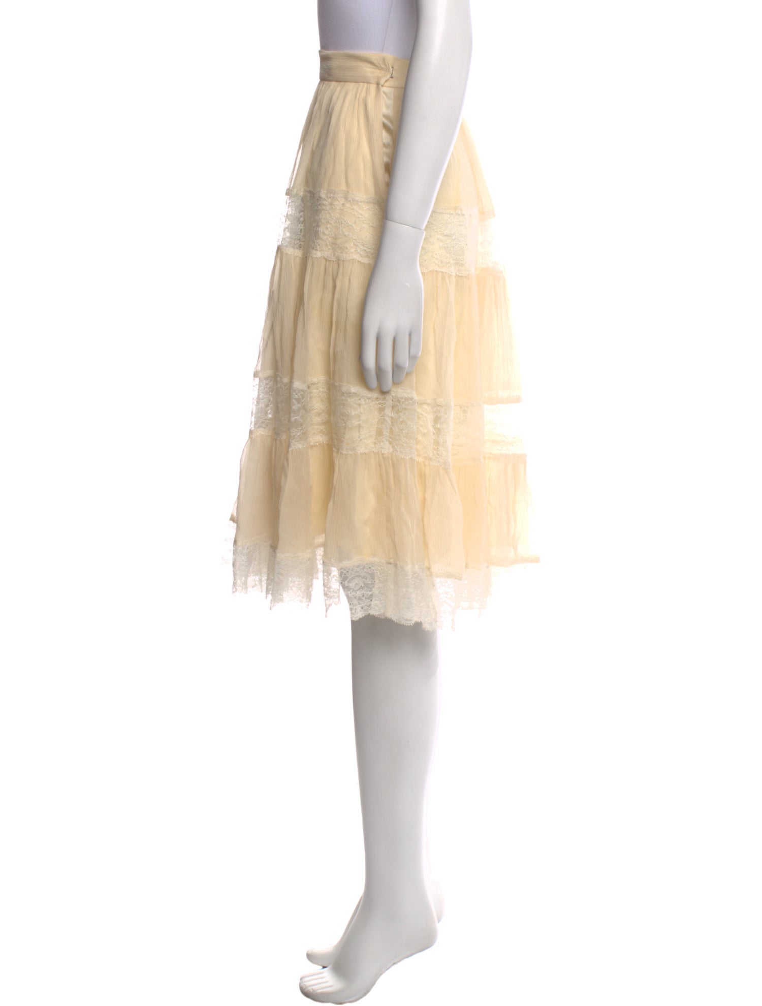 Diane von Furstenberg Lace Trim Embellishment Knee-Length Skirt