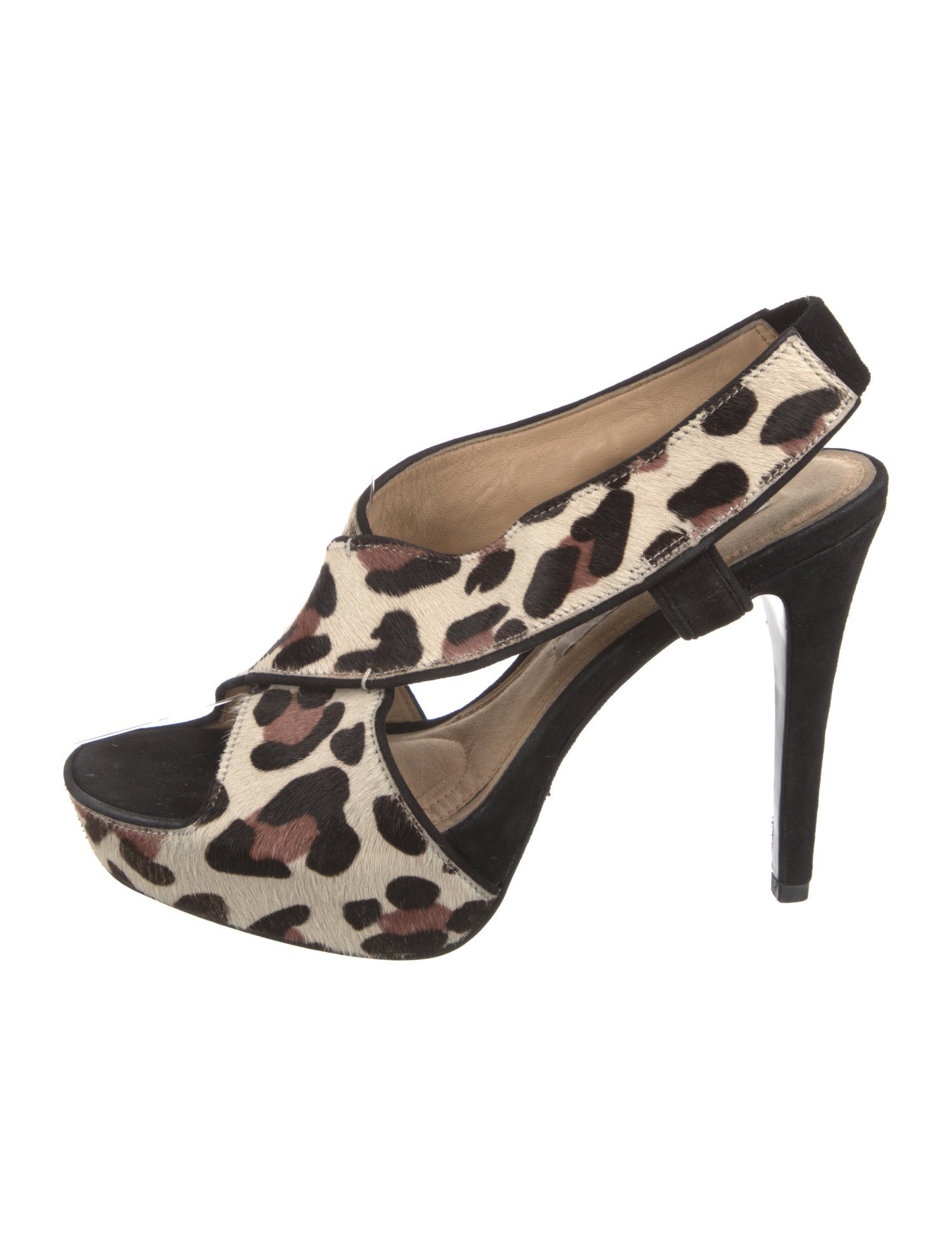 Diane von Furstenberg Ponyhair Animal Print Slingback Sandals