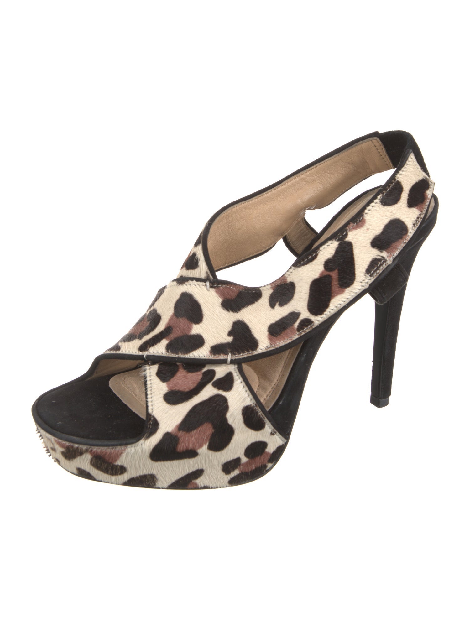 Diane von Furstenberg Ponyhair Animal Print Slingback Sandals