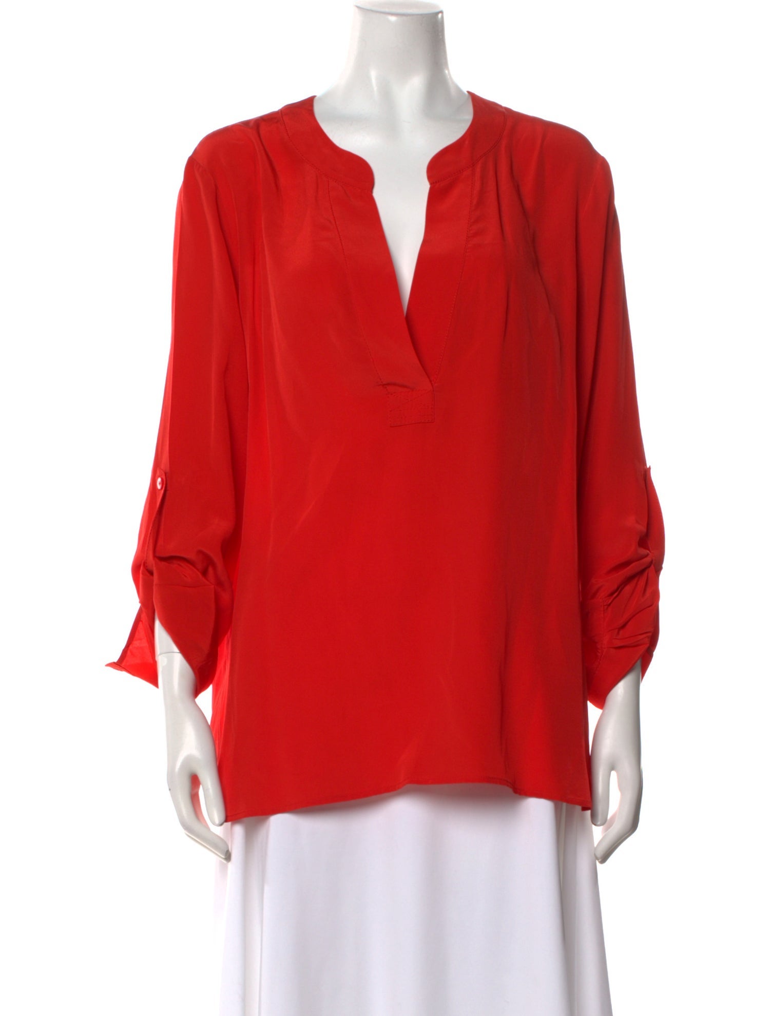 Diane von Furstenberg V-Neck Three-Quarter Sleeve Blouse
