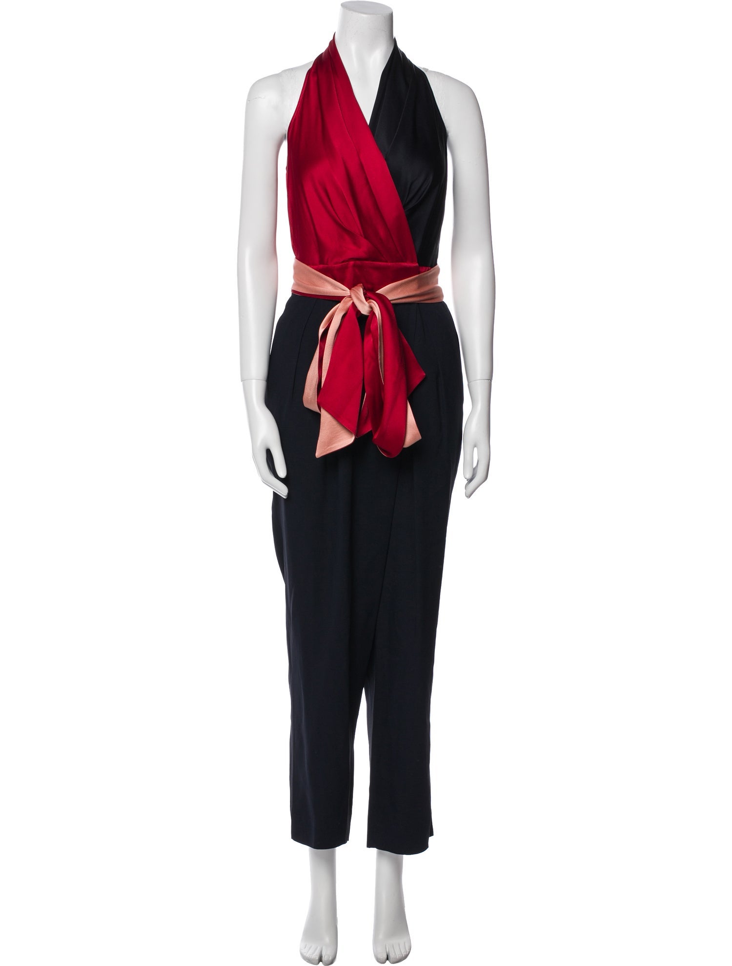Diane von Furstenberg Colorblock Pattern Halterneck Jumpsuit