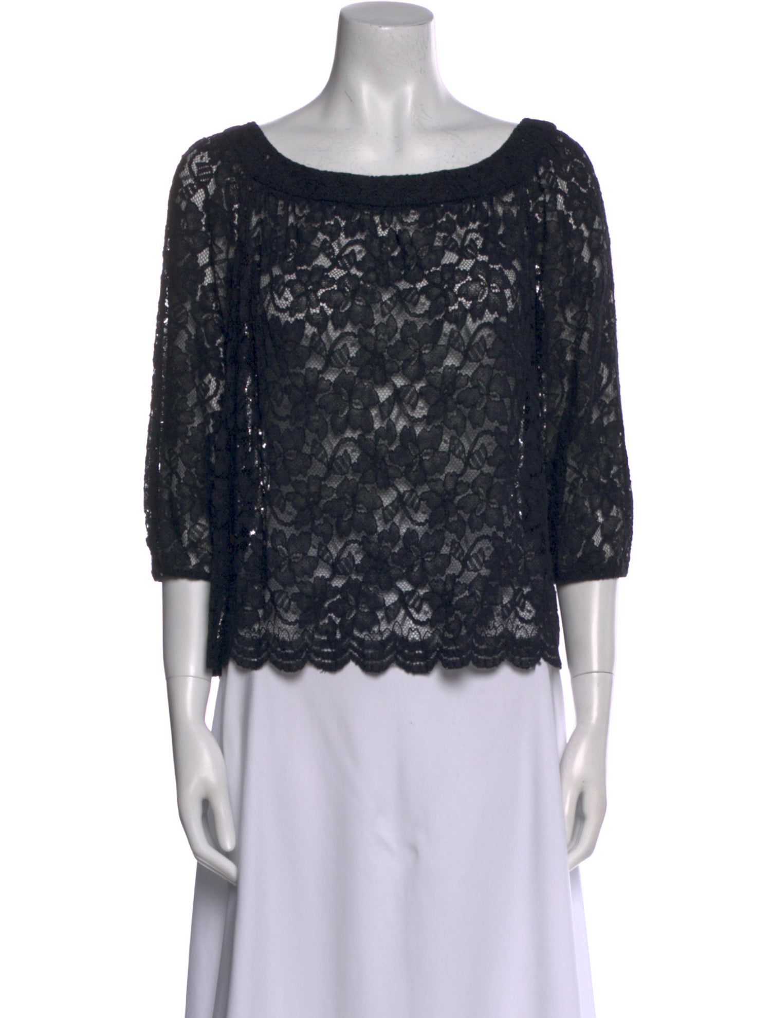 Diane von Furstenberg Lace Pattern Scoop Neck Blouse