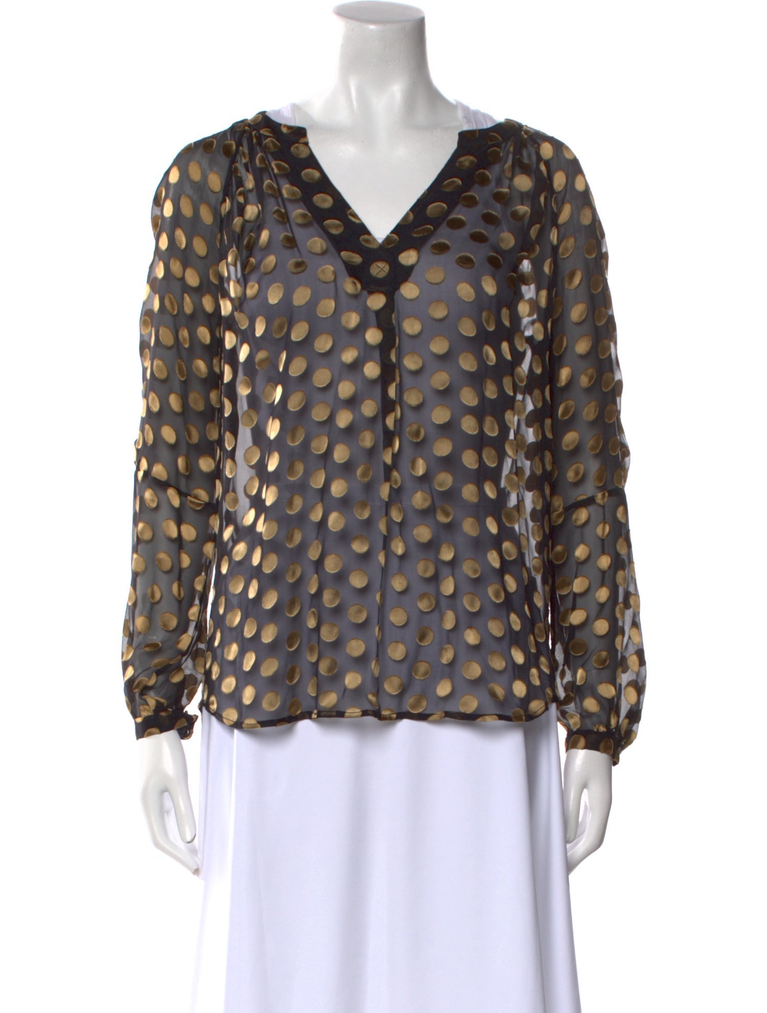 Diane von Furstenberg Polka Dot Print V-Neck Blouse