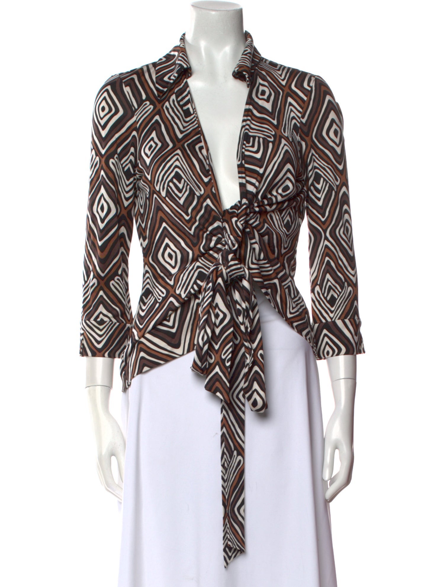 Diane von Furstenberg Silk Printed Crop Top