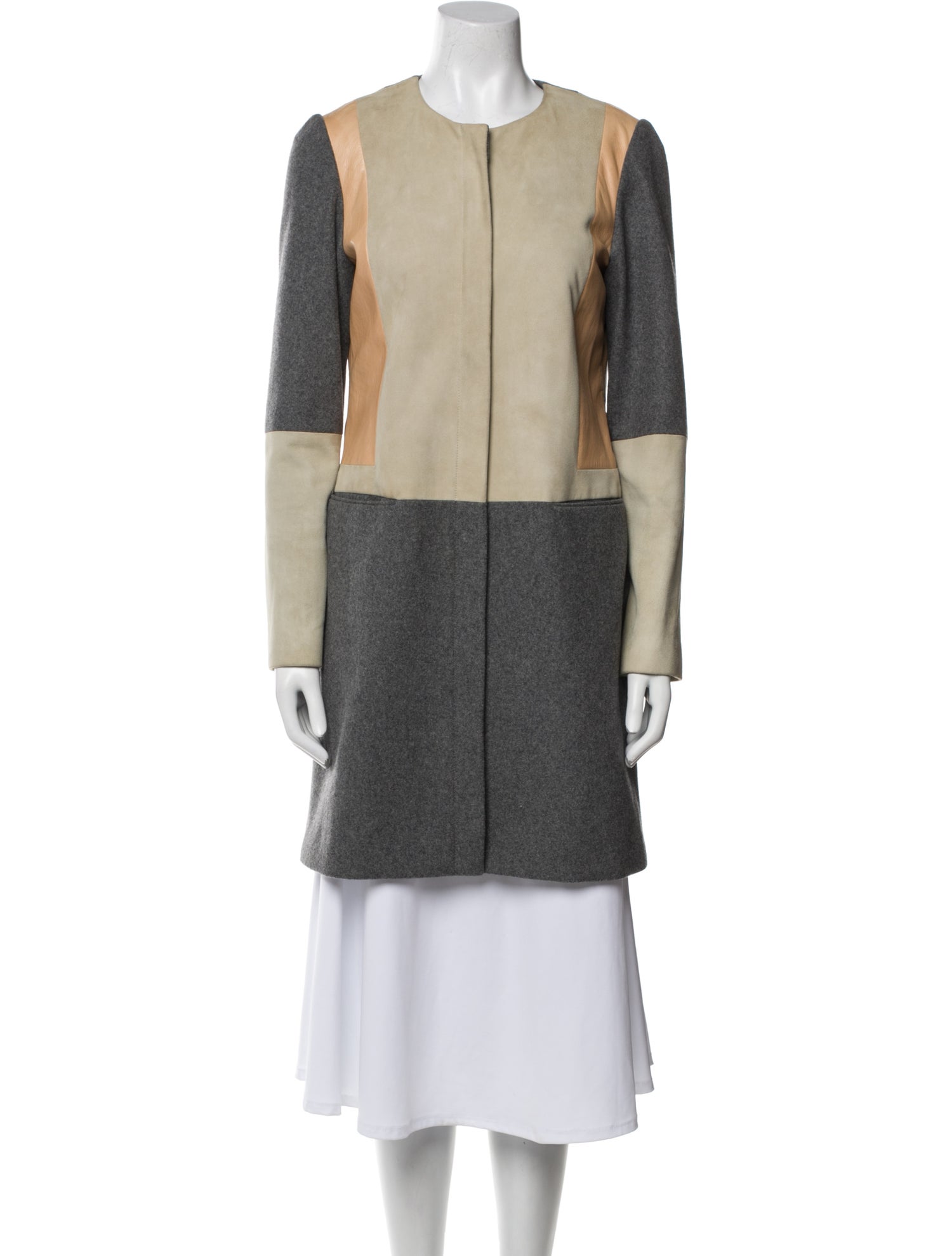 Diane von Furstenberg Wool Colorblock Pattern Coat