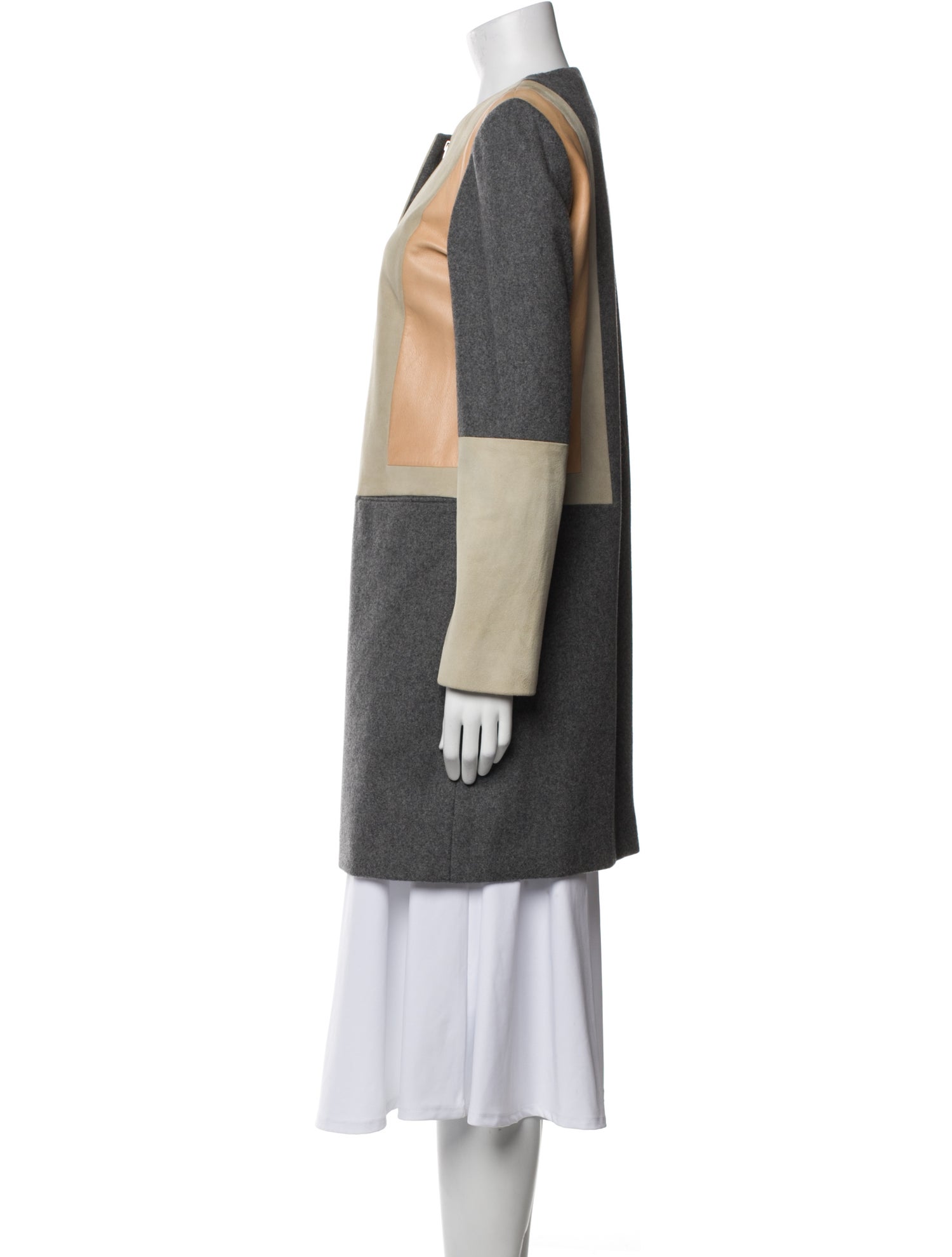 Diane von Furstenberg Wool Colorblock Pattern Coat
