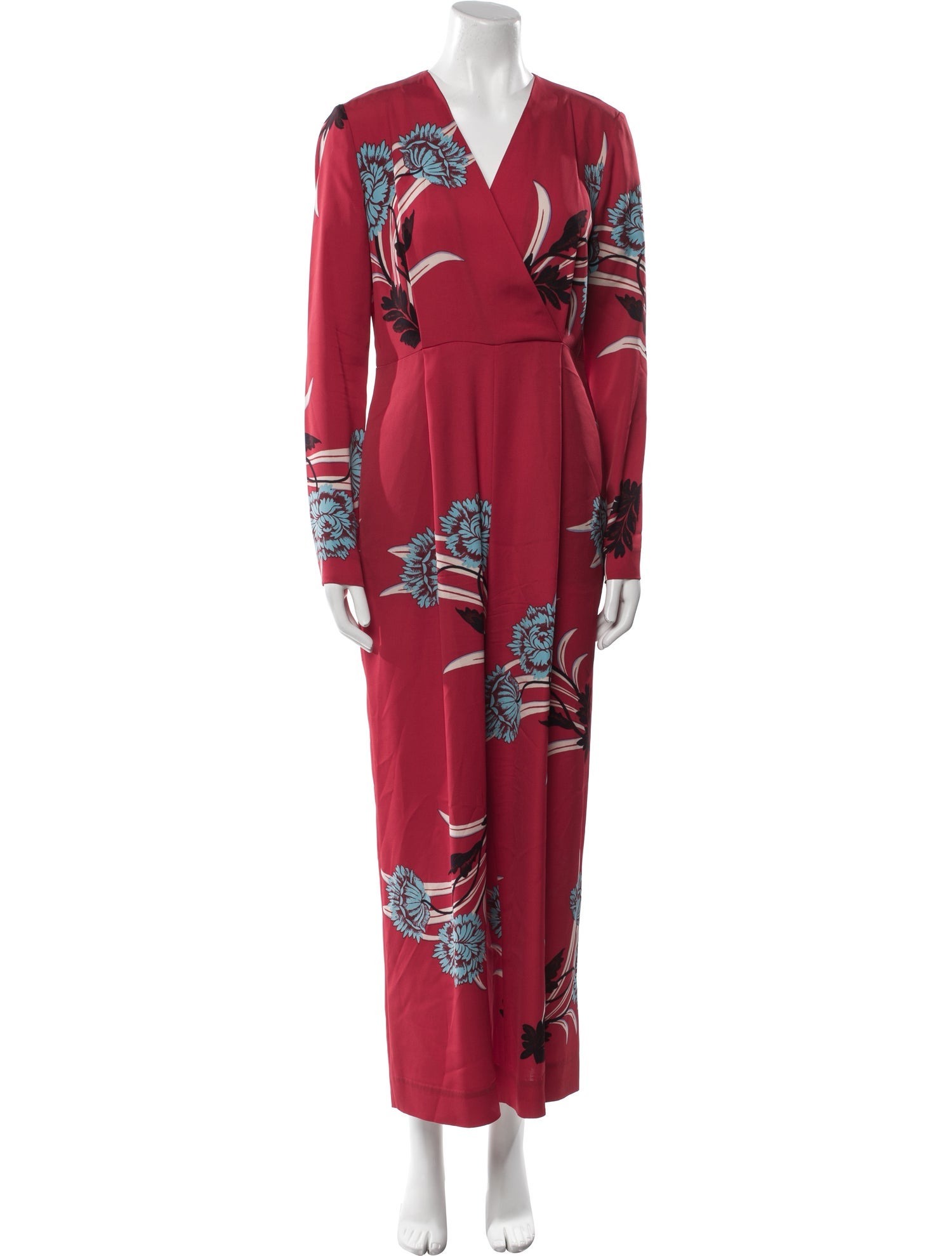 Diane von Furstenberg Floral Print V-Neck Jumpsuit