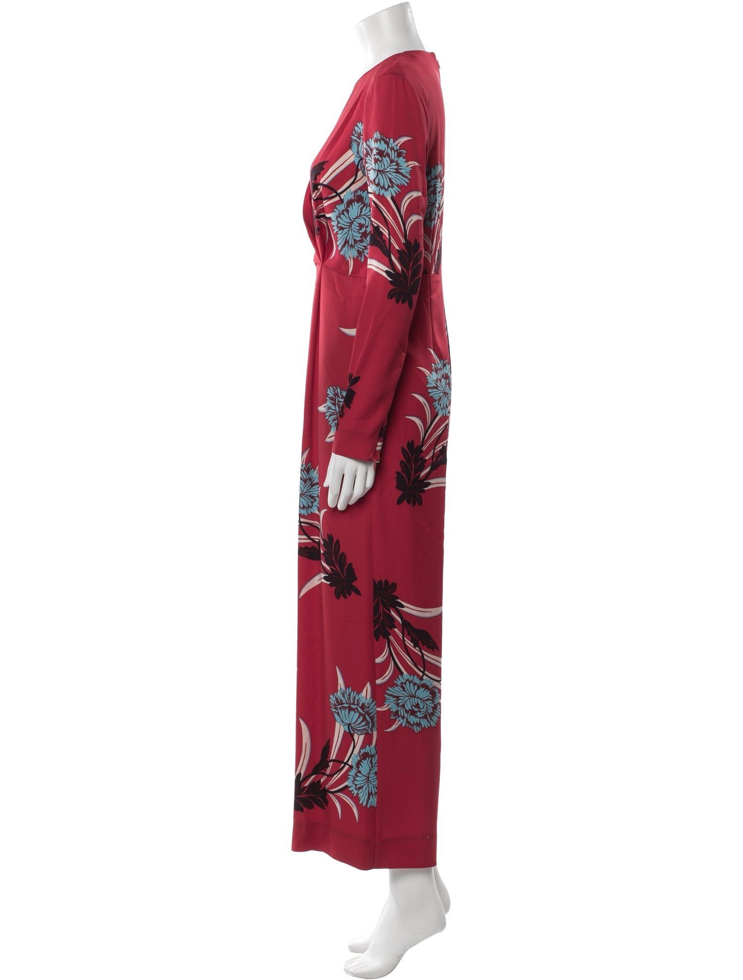 Diane von Furstenberg Floral Print V-Neck Jumpsuit