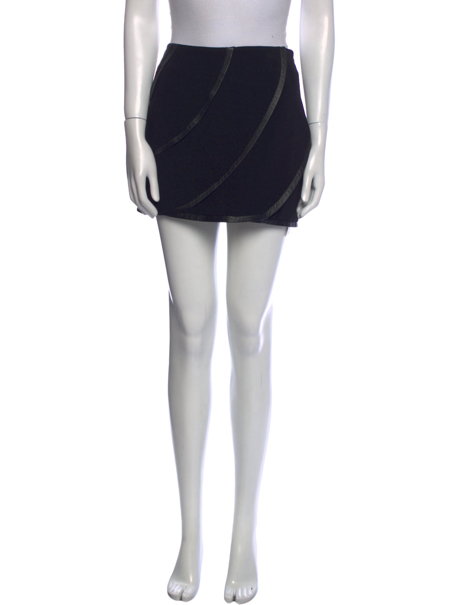 Diane von Furstenberg Leather Trim Embellishment Mini Skirt