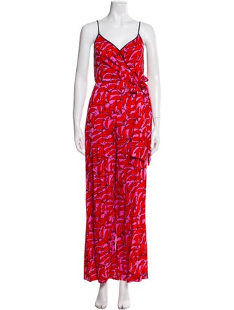 Diane von Furstenberg Printed Square Neckline Jumpsuit