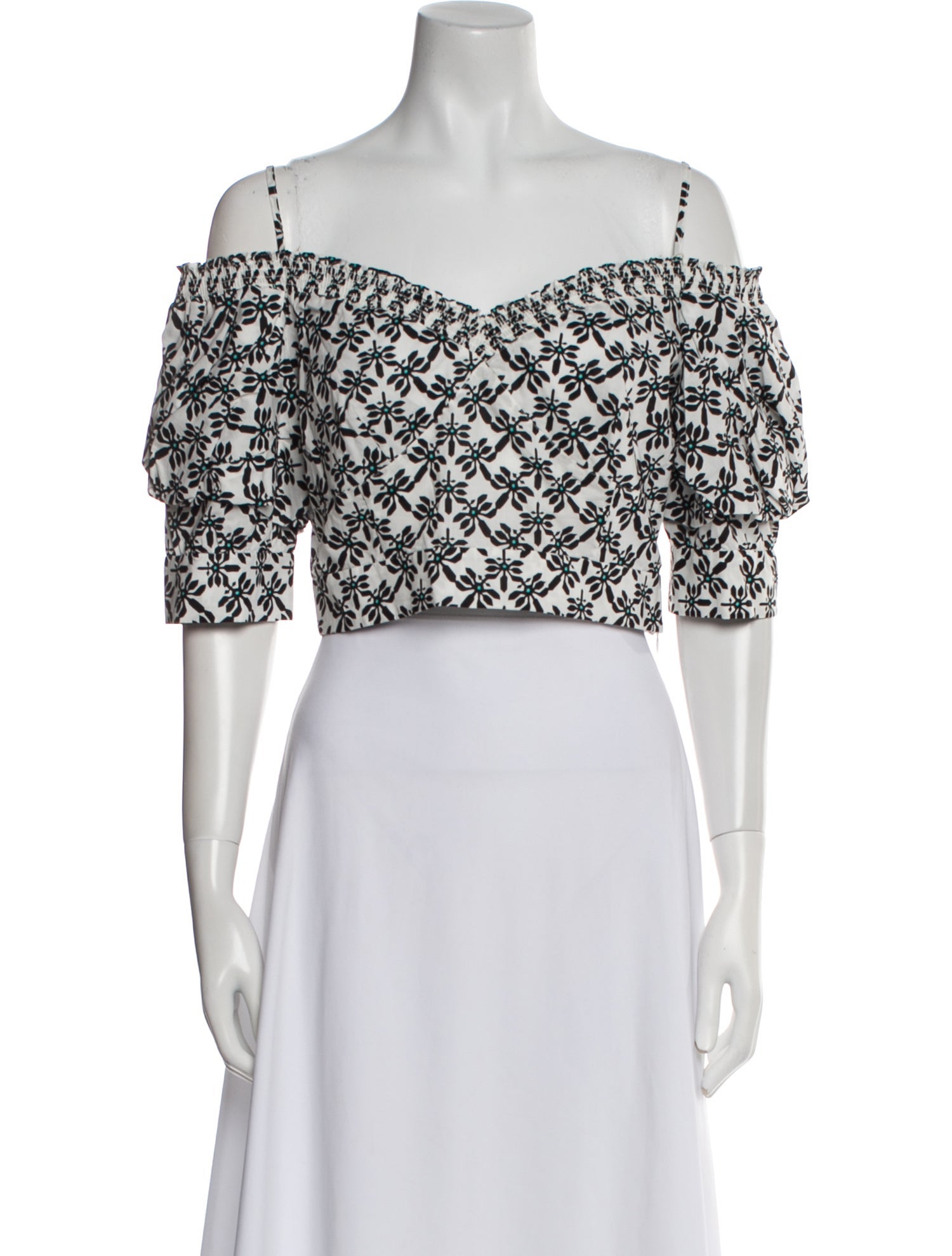 Diane von Furstenberg Floral Print Square Neckline Crop Top