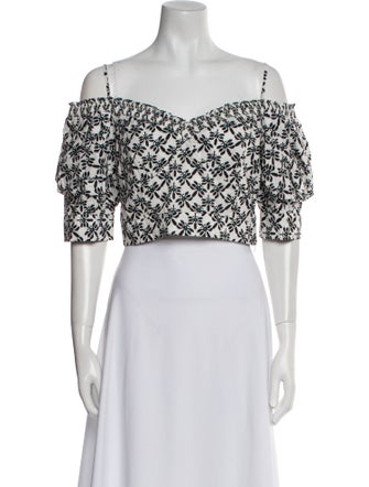 Diane von Furstenberg Floral Print Square Neckline Crop Top