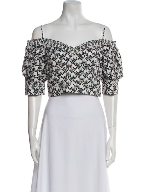 Diane von Furstenberg Floral Print Square Neckline Crop Top