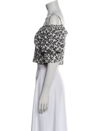 Diane von Furstenberg Floral Print Square Neckline Crop Top