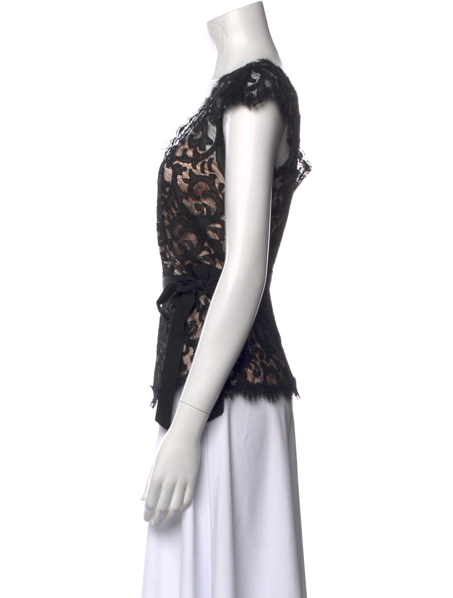 Diane von Furstenberg Lace Pattern V-Neck Blouse