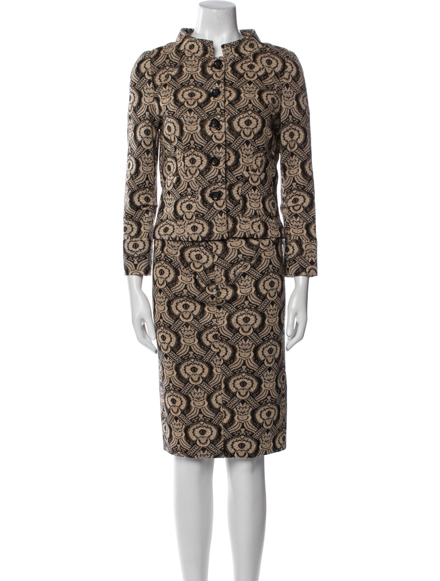 Diane von Furstenberg Printed Glitter Accents Skirt Suit