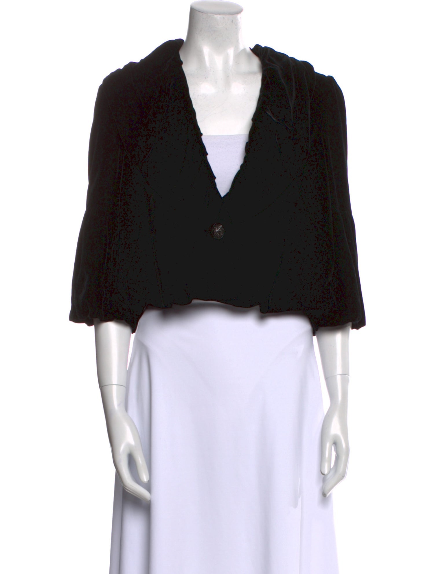 Diane von Furstenberg V-Neck Three-Quarter Sleeve Crop Top