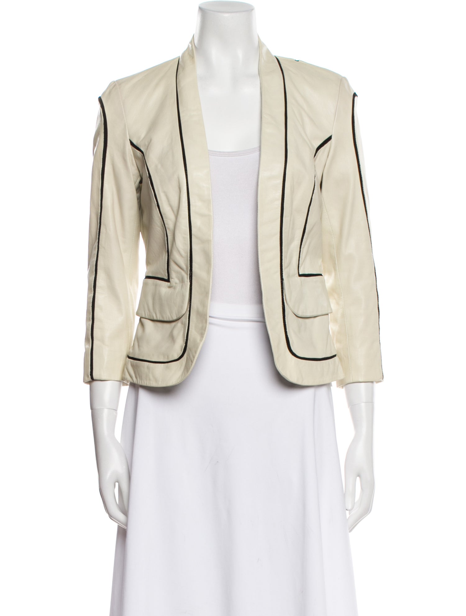 Diane von Furstenberg Leather Striped Blazer