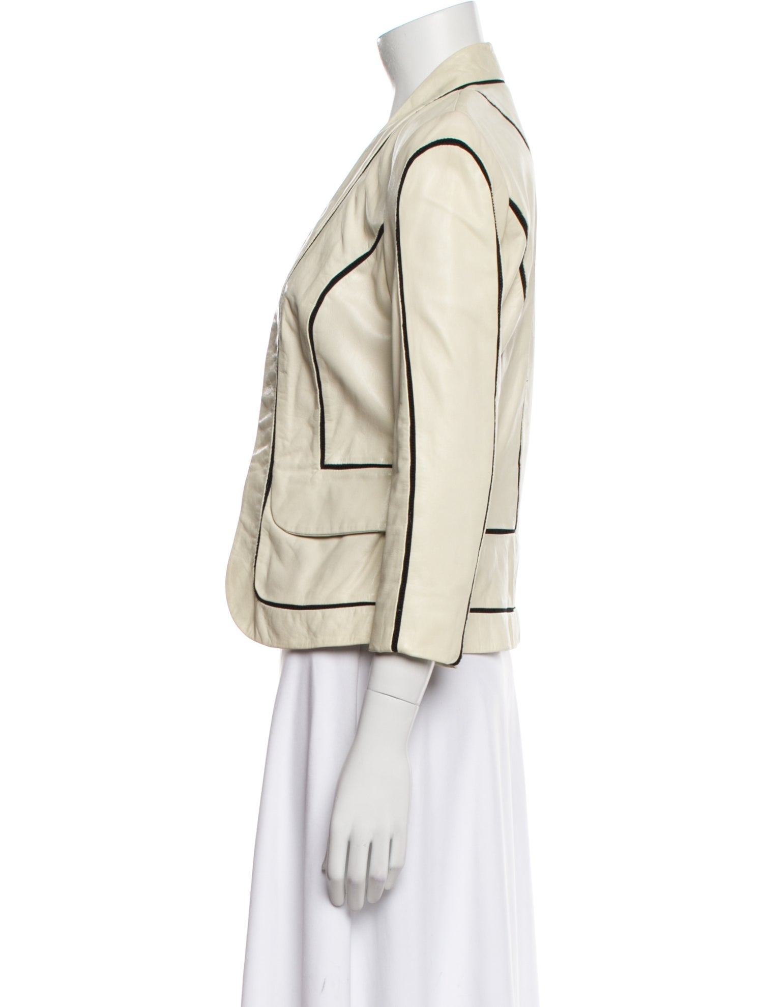 Diane von Furstenberg Leather Striped Blazer