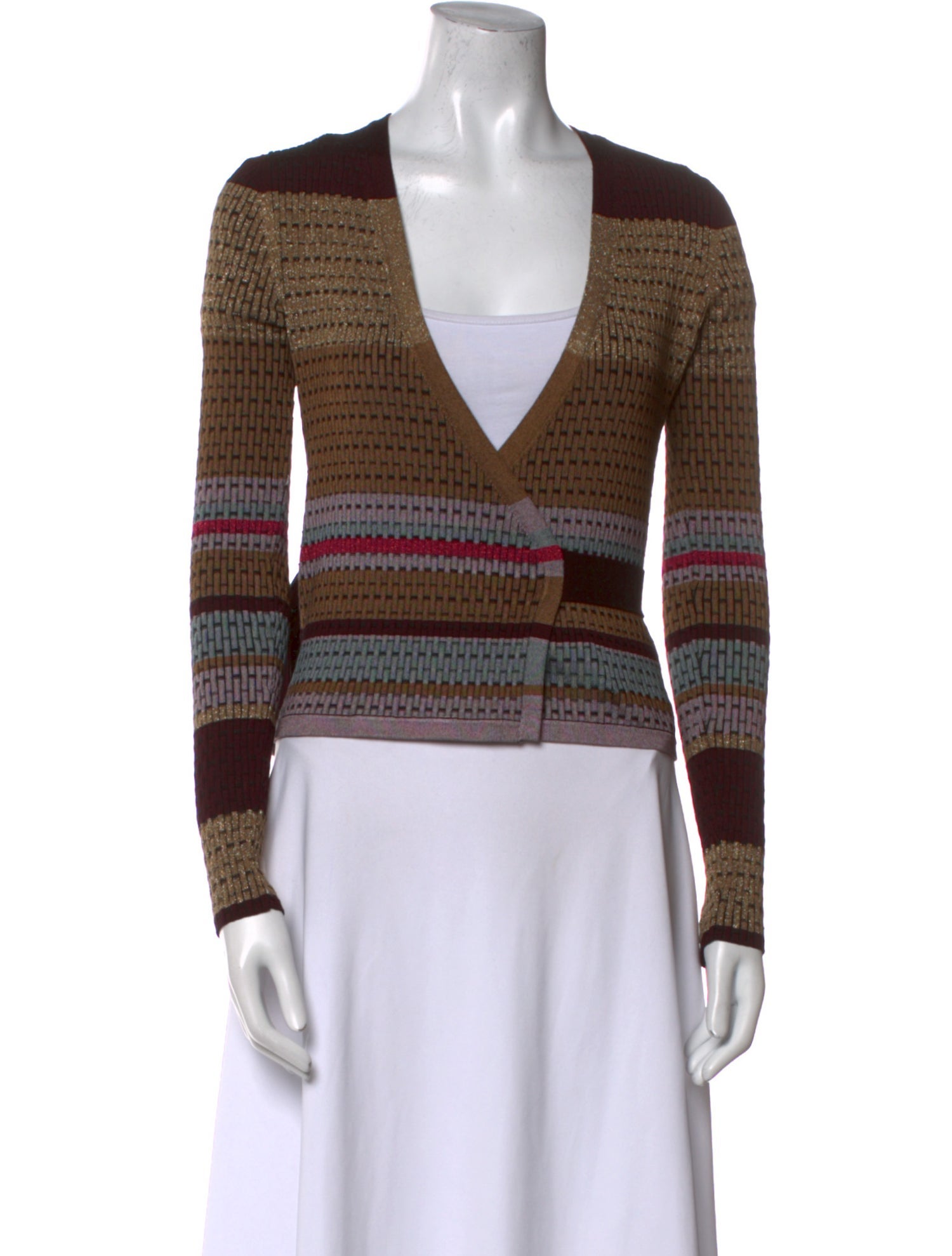 Diane von Furstenberg Striped V-Neck Sweater w/ Tags